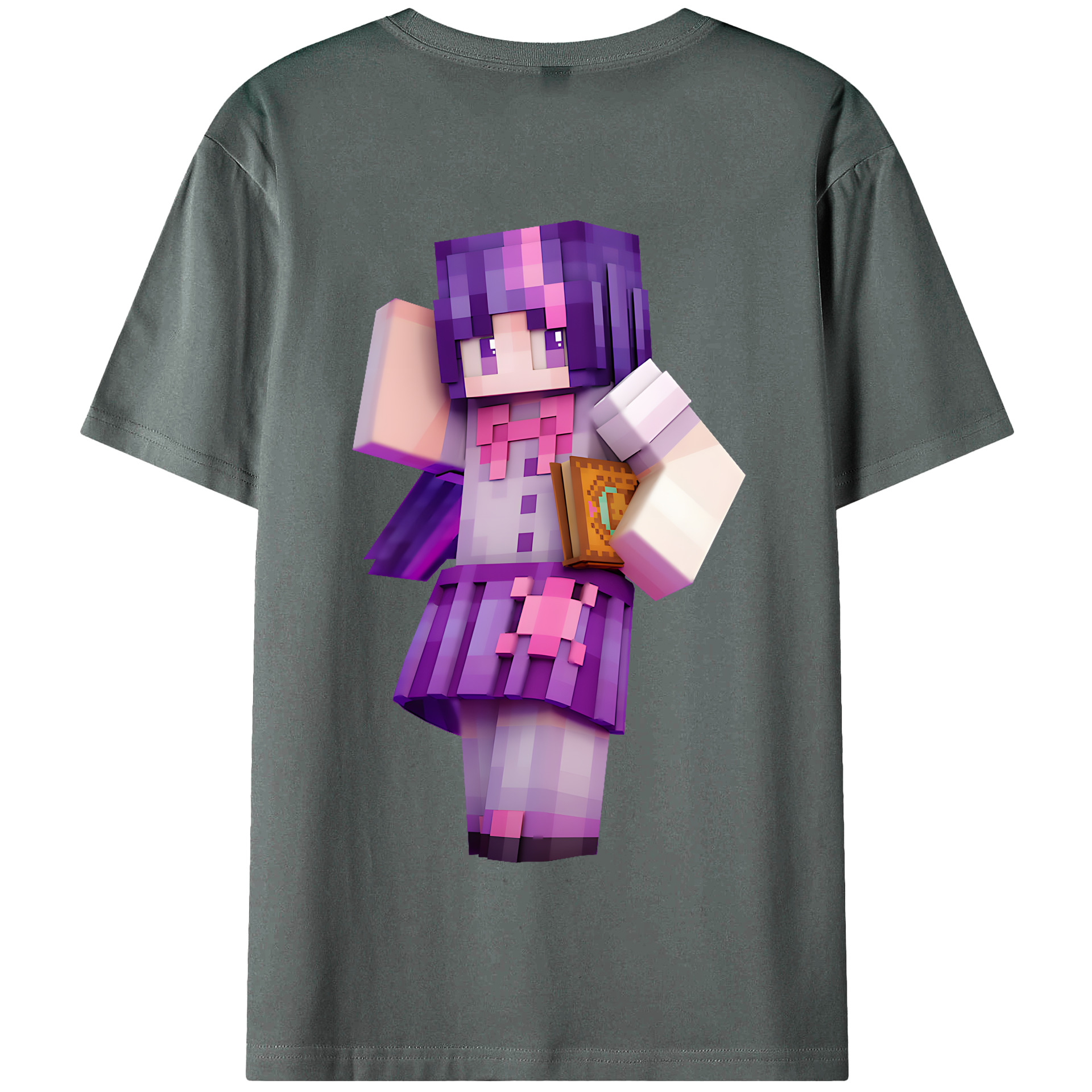 （画像用） マインクラフト ブロックの世界 Minecraft MC Block world 綿100％半袖Tシャツ（背面プリント）